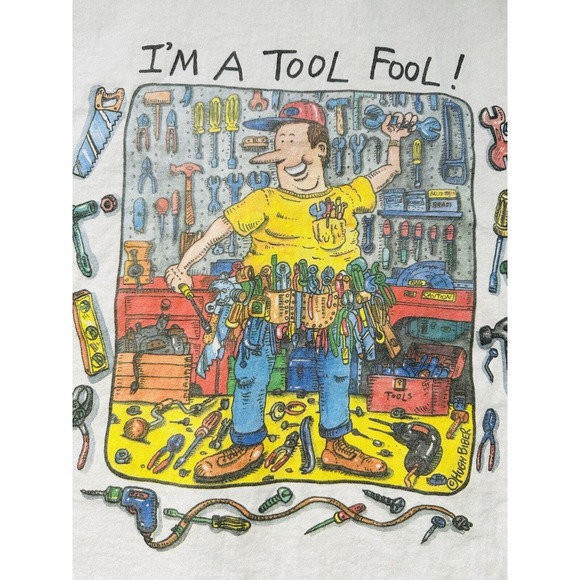 Vintage Peacock Papers Men’s Graphic Tee Hugh Biber Size L Made In USA Tools - Picture 5 of 10